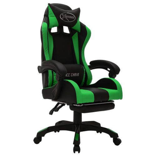 Fauteuil de jeux vidéo avec LED RVB Vert et noir Similicuir - Photo n°3; ?>