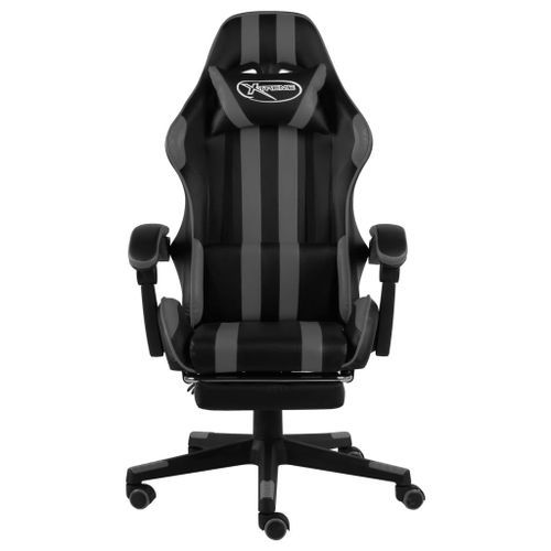 Fauteuil de jeux vidéo avec repose-pied Noir et gris Similicuir - Photo n°2; ?>