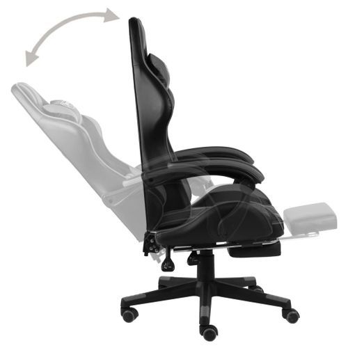 Fauteuil de jeux vidéo avec repose-pied Noir et gris Similicuir - Photo n°3; ?>