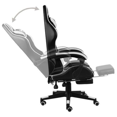 Fauteuil de jeux vidéo et repose-pied Noir et blanc Similicuir 2 - Photo n°3; ?>