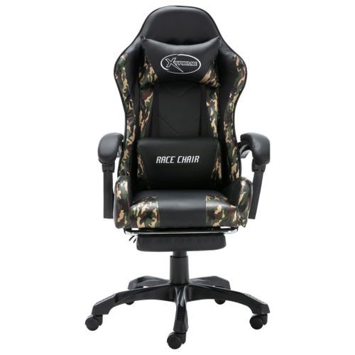 Fauteuil de jeux vidéo repose-pied Noir/camouflage Similicuir - Photo n°2; ?>