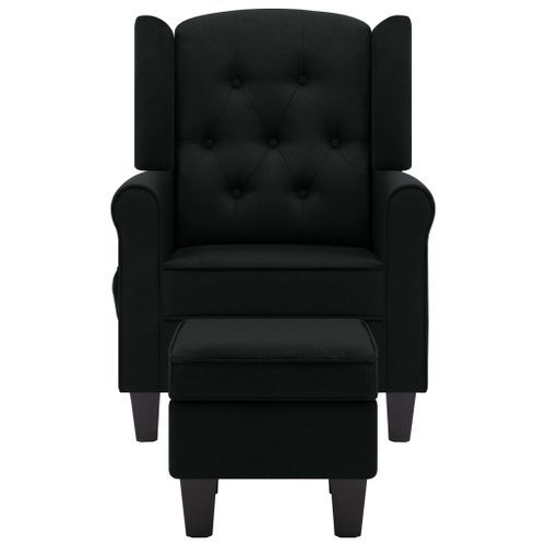 Fauteuil de massage avec repose-pied Noir Tissu - Photo n°3; ?>