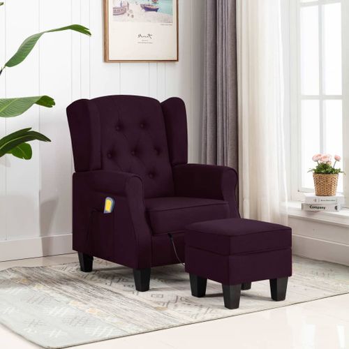 Fauteuil de massage avec repose-pied Violet Tissu - Photo n°2; ?>