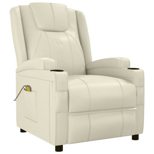 Fauteuil de massage blanc crème similicuir - Photo n°2; ?>