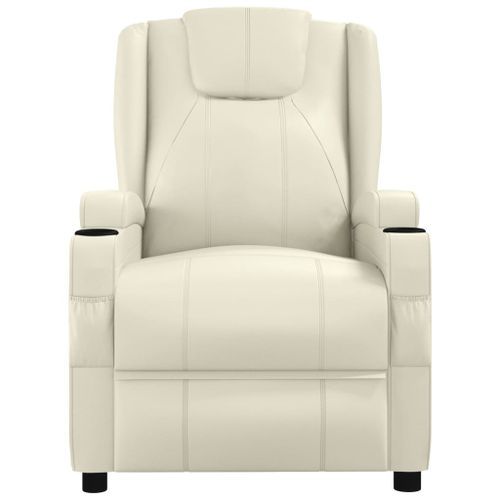 Fauteuil de massage blanc crème similicuir - Photo n°3; ?>