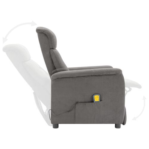 Fauteuil de massage électrique Gris clair Similicuir daim - Photo n°3; ?>