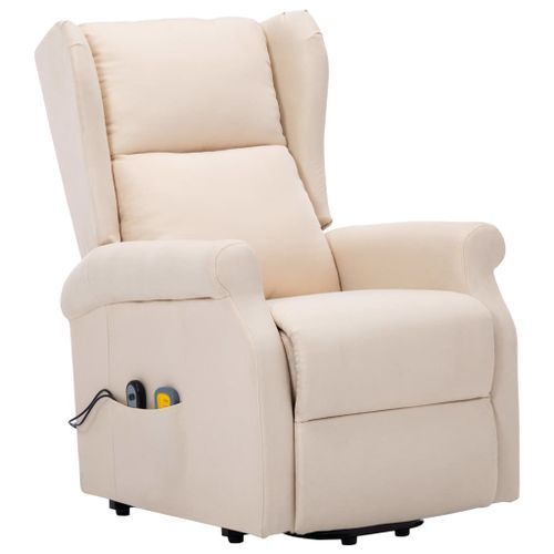 Fauteuil de massage inclinable Crème Tissu 11 - Photo n°3; ?>