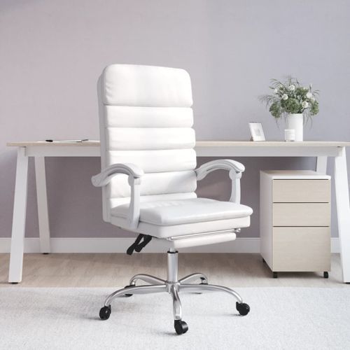 Fauteuil de massage inclinable de bureau Blanc Similicuir - Photo n°2; ?>