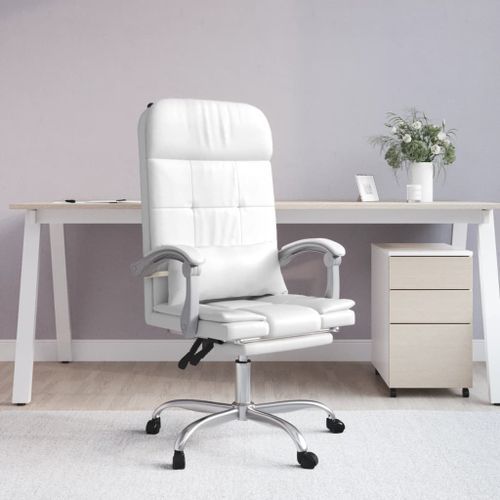 Fauteuil de massage inclinable de bureau Blanc Similicuir - Photo n°2; ?>