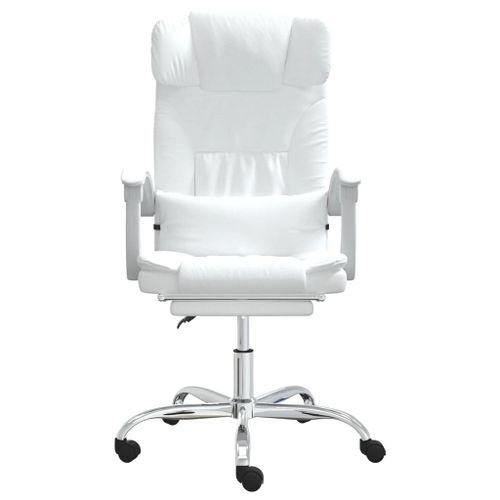 Fauteuil de massage inclinable de bureau Blanc Similicuir - Photo n°3; ?>