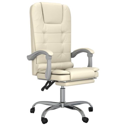 Fauteuil de massage inclinable de bureau Crème Similicuir - Photo n°2; ?>