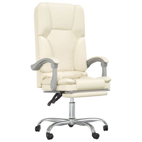 Fauteuil de massage inclinable de bureau Crème Similicuir - Photo n°2; ?>