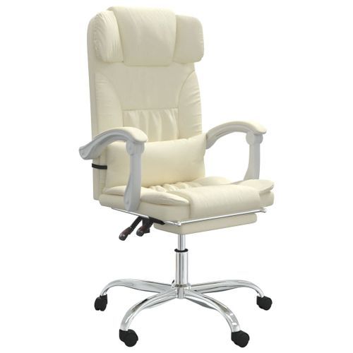 Fauteuil de massage inclinable de bureau Crème Similicuir - Photo n°2; ?>