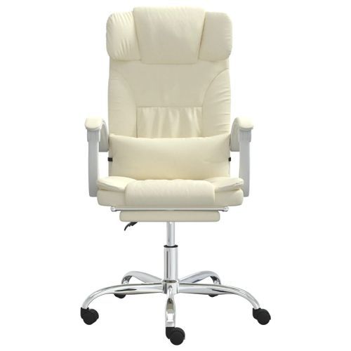 Fauteuil de massage inclinable de bureau Crème Similicuir - Photo n°3; ?>