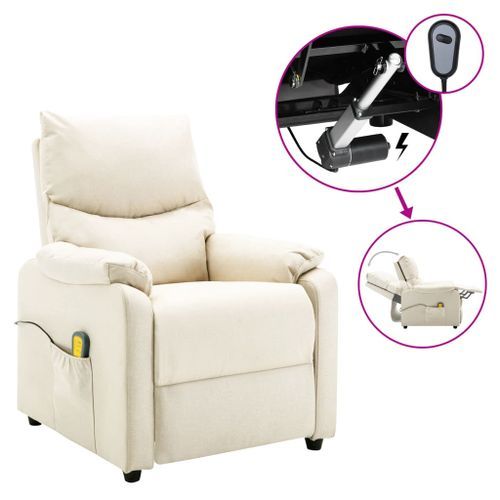 Fauteuil de massage inclinable électrique Crème Tissu 10 - Photo n°2; ?>