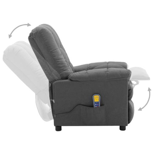 Fauteuil de massage inclinable électrique Gris clair Tissu 3 - Photo n°3; ?>