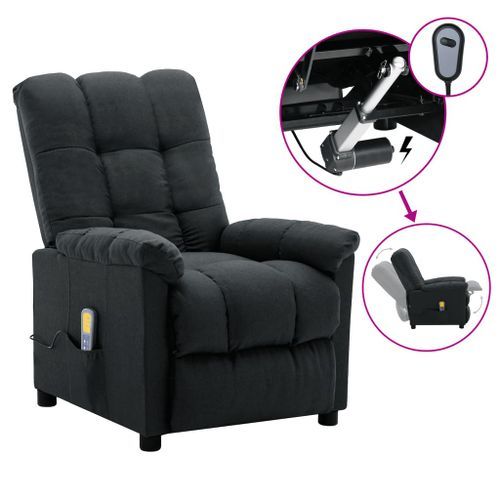 Fauteuil de massage inclinable électrique Gris foncé Tissu Louma - Photo n°3; ?>