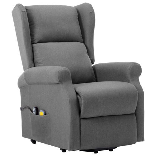 Fauteuil de massage inclinable Gris clair Tissu 10 - Photo n°3; ?>