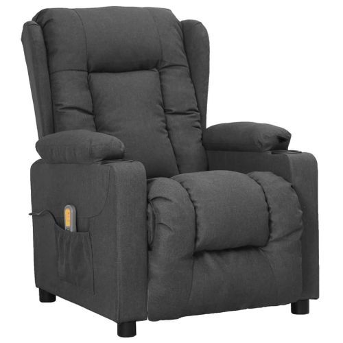 Fauteuil de massage inclinable Gris foncé Tissu - Photo n°2; ?>