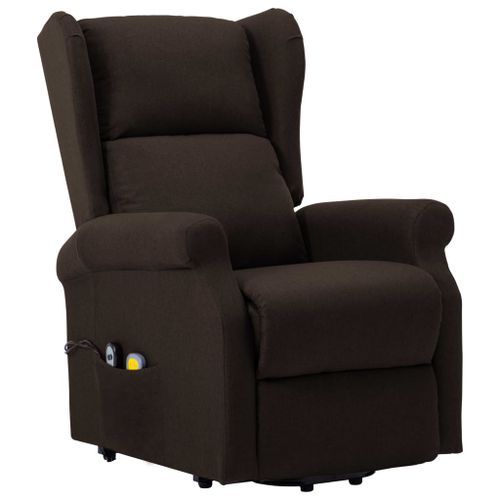 Fauteuil de massage inclinable Marron foncé Tissu 5 - Photo n°3; ?>