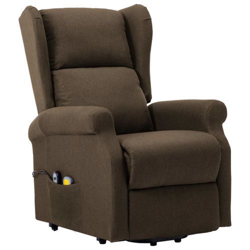 Fauteuil de massage inclinable Marron Tissu 8 - Photo n°3; ?>