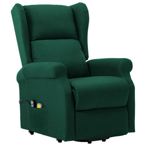 Fauteuil de massage inclinable Vert Tissu - Photo n°3; ?>