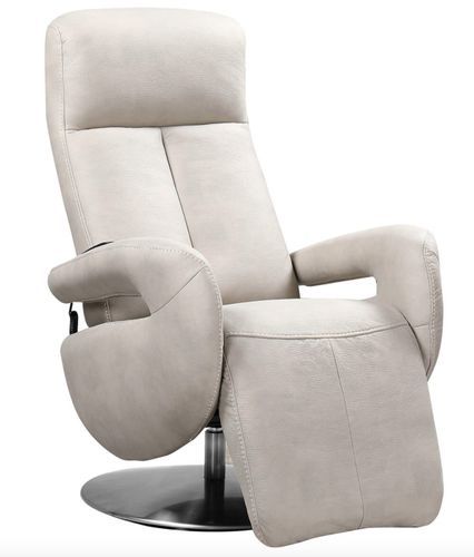 Fauteuil de relaxation électrique 2 moteurs en cuir avec têtière réglable Balbo - Photo n°3; ?>