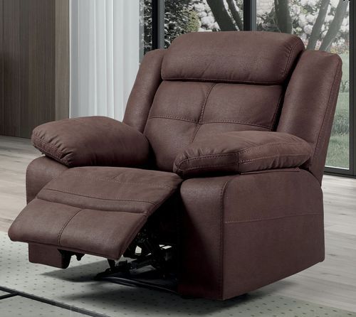 Fauteuil de relaxation électrique nubuck chocolat Pinya - Photo n°3; ?>