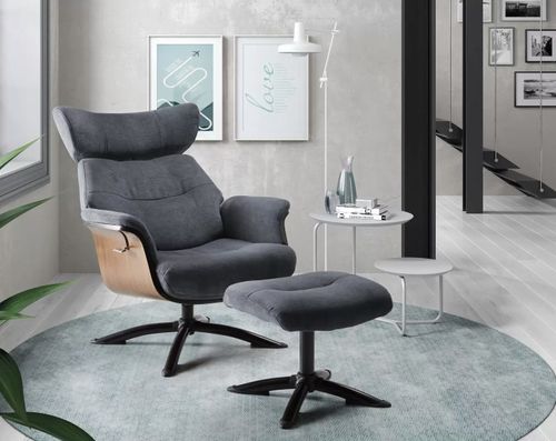 Fauteuil de relaxation manuel avec repose pied bois et tissu Arkos - Photo n°3; ?>