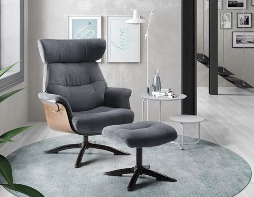 Fauteuil de relaxation manuel avec repose pied bois et tissu Arkos - Photo n°2; ?>