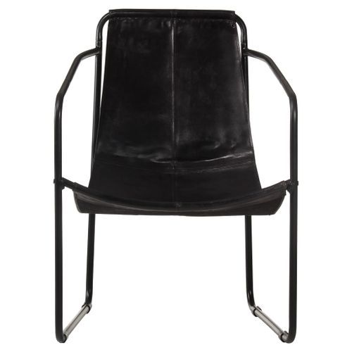 Fauteuil de relaxation Noir Cuir véritable 2 - Photo n°2; ?>