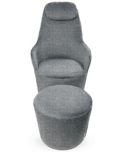 Fauteuil design avec repose-pieds tissu gris Lanod - Photo n°3; ?>