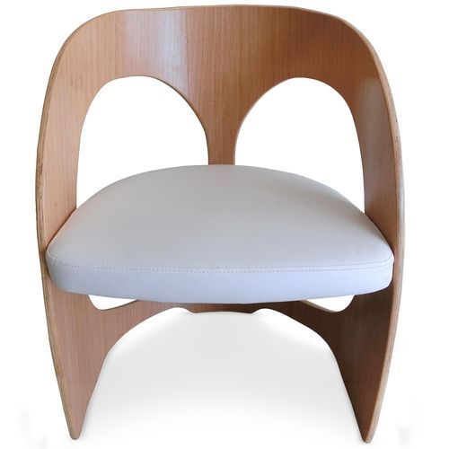 Fauteuil design Chêne Clair et Blanc - Photo n°2; ?>