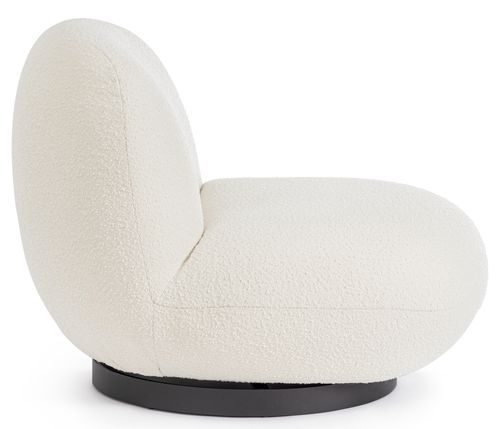 Fauteuil design pivotant tissu doux bouclé blanc et pieds acier noir Maggy 81 cm - Photo n°3; ?>