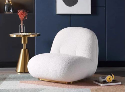 Fauteuil design tissu molletonné et pied acier Lova - Photo n°2; ?>