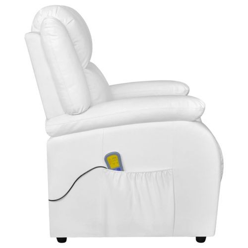 Fauteuil électrique de massage Blanc Similicuir - Photo n°3; ?>