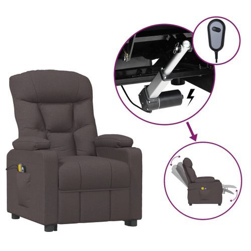 Fauteuil électrique de massage Marron foncé Tissu - Photo n°2; ?>