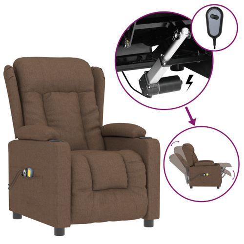 Fauteuil électrique de massage Marron Tissu - Photo n°2; ?>