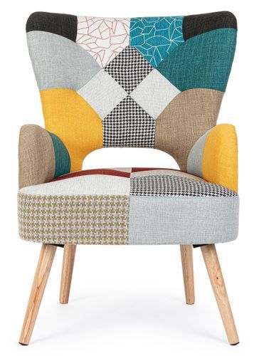 Fauteuil en bois de pin multicolore Arlequin - Photo n°2; ?>