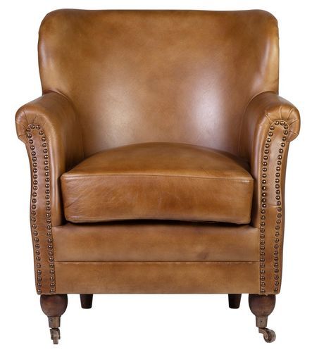 Fauteuil en cuir marron Boskane - Photo n°2; ?>