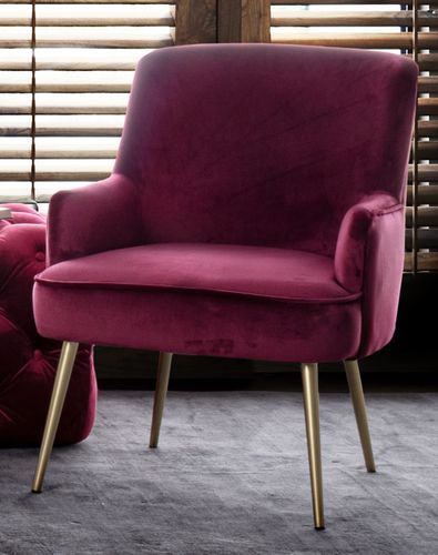 Fauteuil en polyester effet velours rose Natan - Photo n°2; ?>