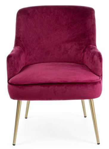 Fauteuil en polyester effet velours rose Natan - Photo n°3; ?>