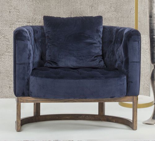 Fauteuil en polyester matelassé bleu Mila - Photo n°2; ?>