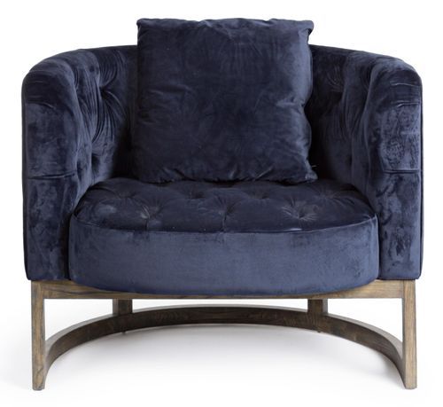 Fauteuil en polyester matelassé bleu Mila - Photo n°3; ?>