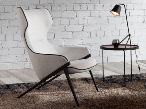 Fauteuil en tissu et pieds acier noir Paxy - Photo n°3; ?>