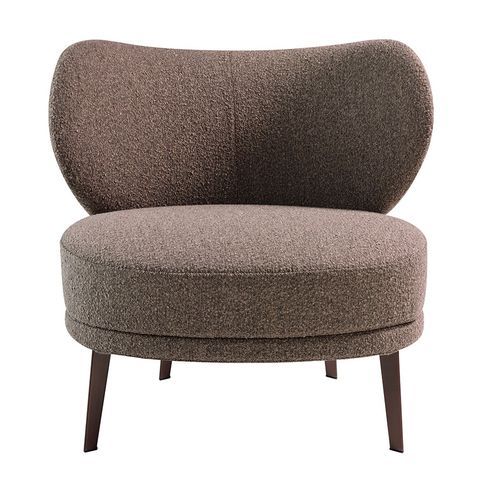 Fauteuil en tissu gaufré taupe et pieds en acier brun Jared - Photo n°3; ?>