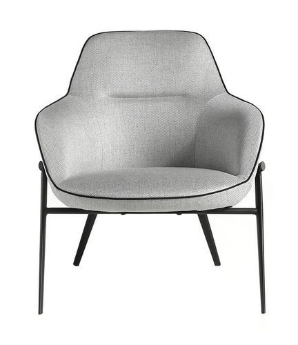 Fauteuil en tissu gris clair et pieds en acier noir Gaspard - Photo n°3; ?>