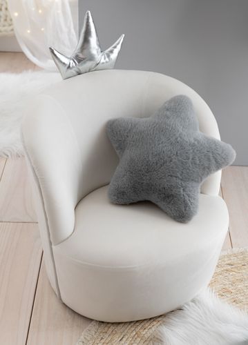 Fauteuil enfant couronne velours blanc Doria - Photo n°3; ?>