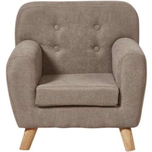 Fauteuil enfant tissu gris et pieds bois massif clair Kansa - Photo n°2; ?>
