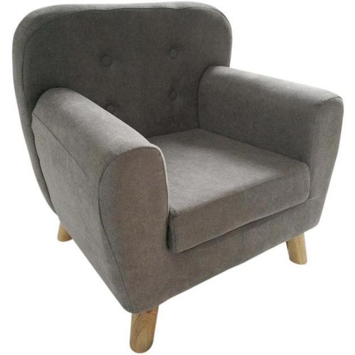 Fauteuil enfant tissu gris et pieds bois massif clair Kansa - Photo n°3; ?>